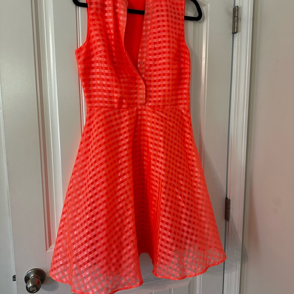 Versona Coral Checkered Dress